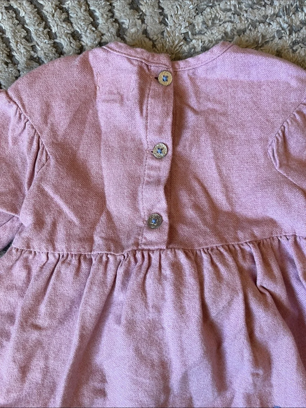 Hatley Baby Pink Long-Sleeve Embroidered Dress 9-12 Months